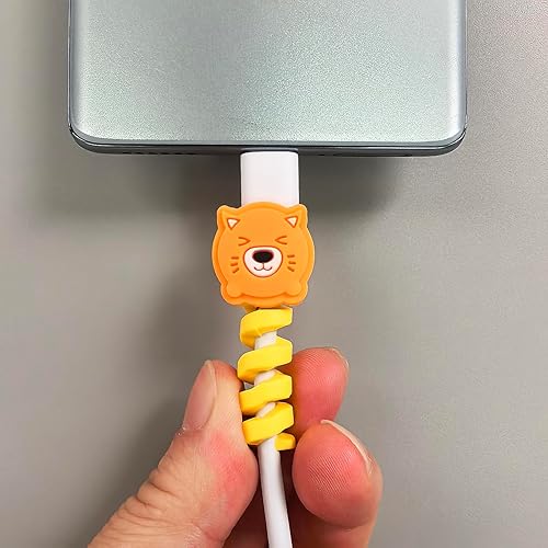 Miniatura 4 de Paquete de 10 protectores de cable de silicona de animales lindos protectores de cable de carga USB universales para teléfono y tableta, adorable