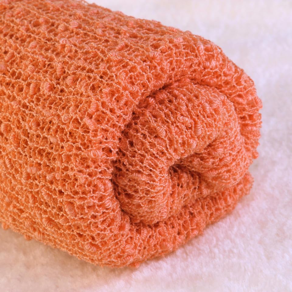 Image of NUOBESTY Newborn Baby Photography Stretch Wrap Orange Long Swaddle Blanket 59.05X15.74In Soft Open Weave for Photo Props and Nursery Decor