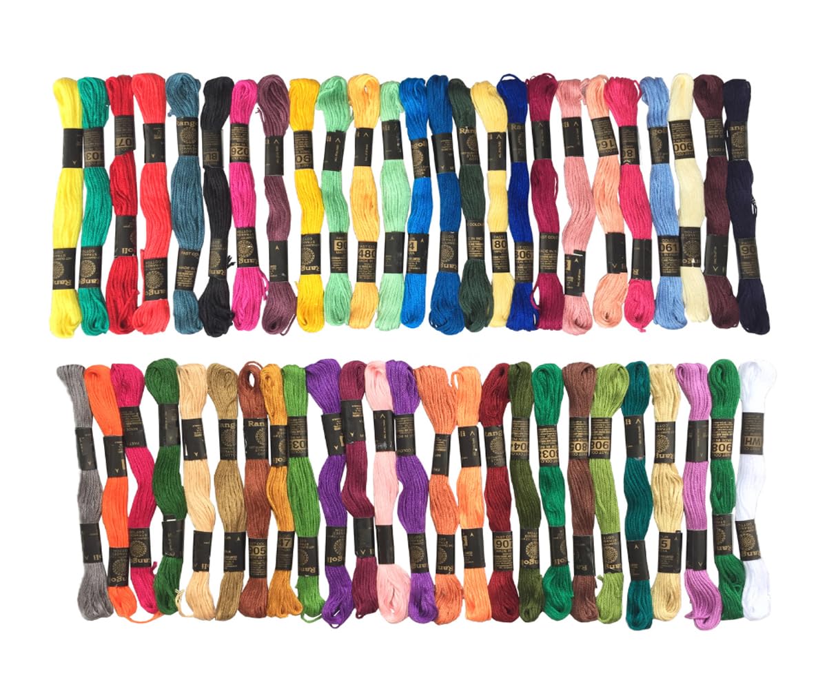 Homeistic Applience Ultimate Cross Stich Embroidery Thread Set: Premium Stranded Cotton Threads For Hand Embroidery & Craft With Floss Thread (4Th + 5Th Multicolors Combo, Pack Of 50), 400 Gram