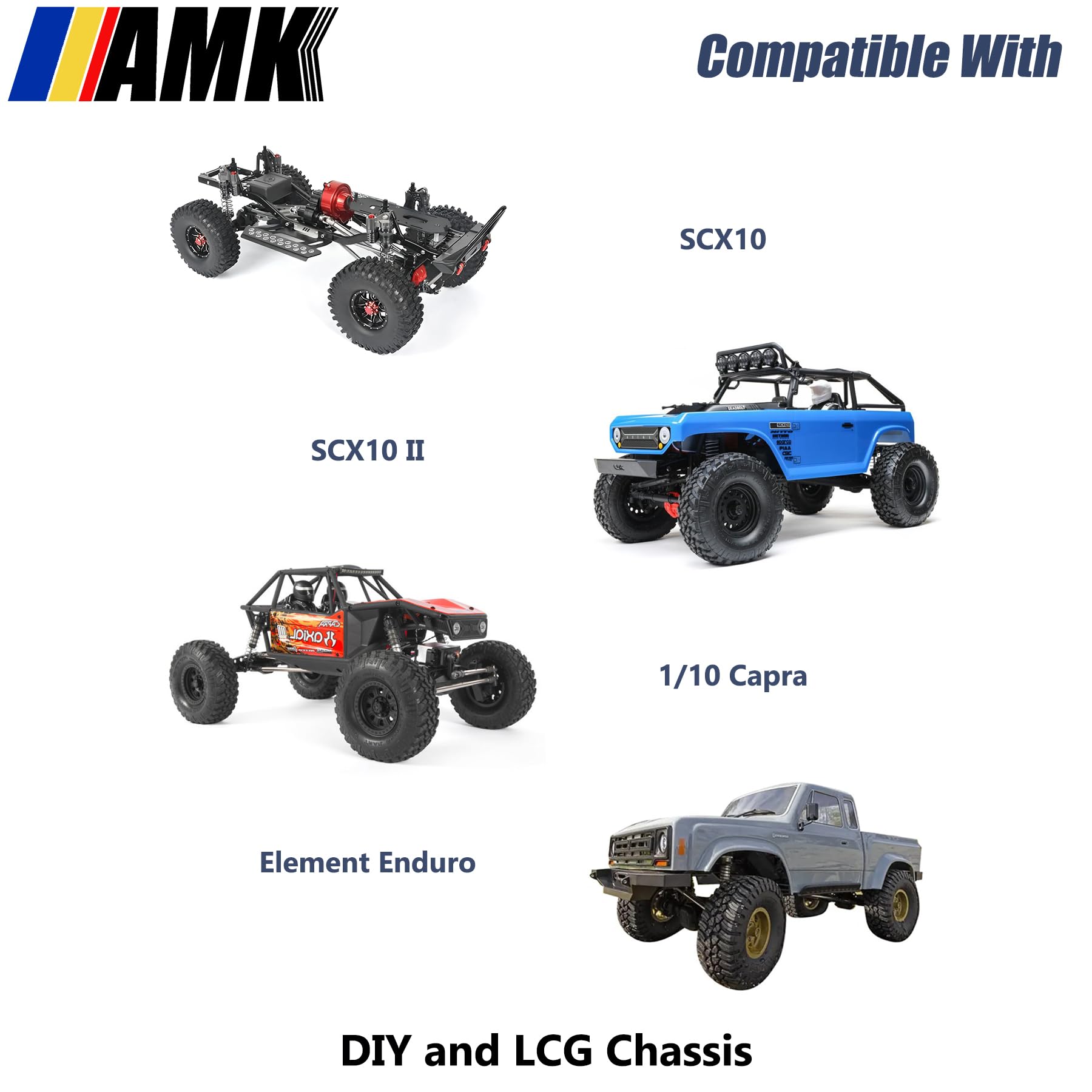 AMK Overdrive 30% Metal Differential Gearbox with POM Skid Plate for 1/10 Scale LCG Transmission, Compatible with RC Crawler Axial SCX10, Capra, Element, Gspeed, and DIY Chassis (Red)