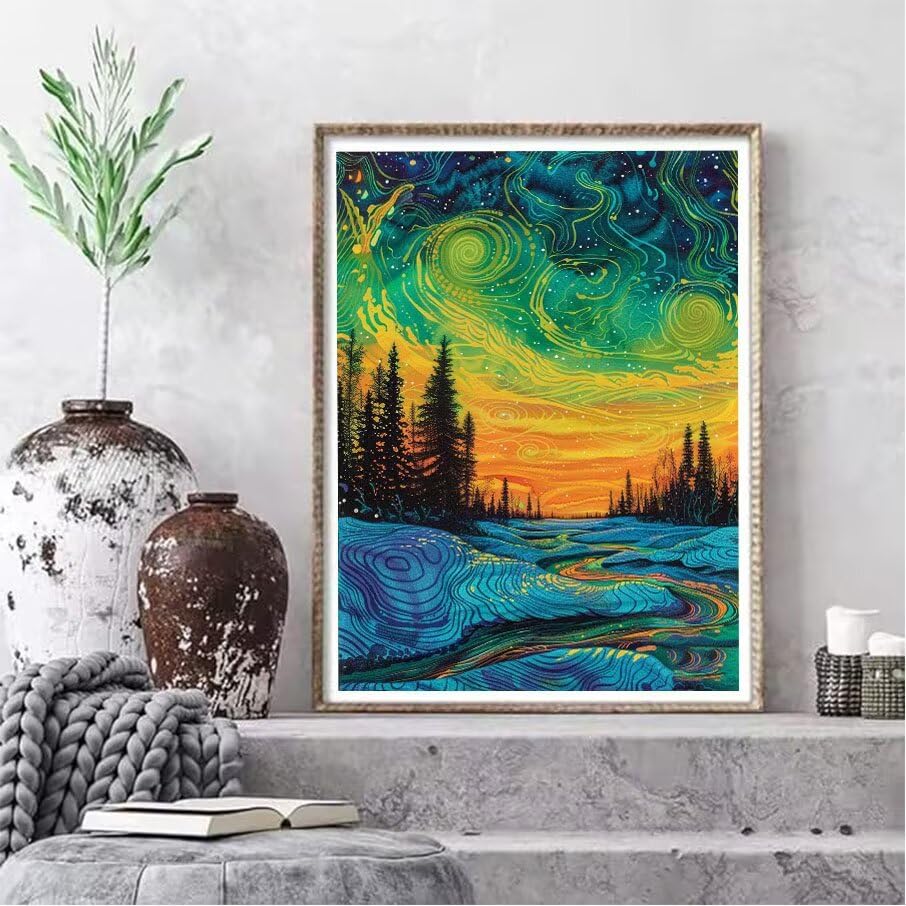 Kit peinture diamant DIY anti-stress grand format 60x80cm pour adultes