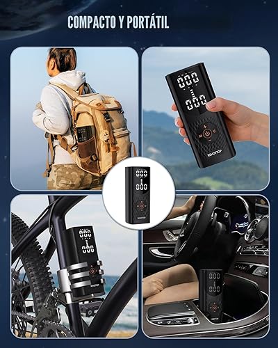 Miniatura 7 de Inflador de neumáticos, compresor de aire portátil, bomba de aire inalámbrica de 160 PSI para neumáticos de automóvil con medidor de presión