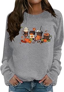 ZLBDYG Moletons femininos com gola redonda suéter feminino gola redonda casual estampado manga longa top