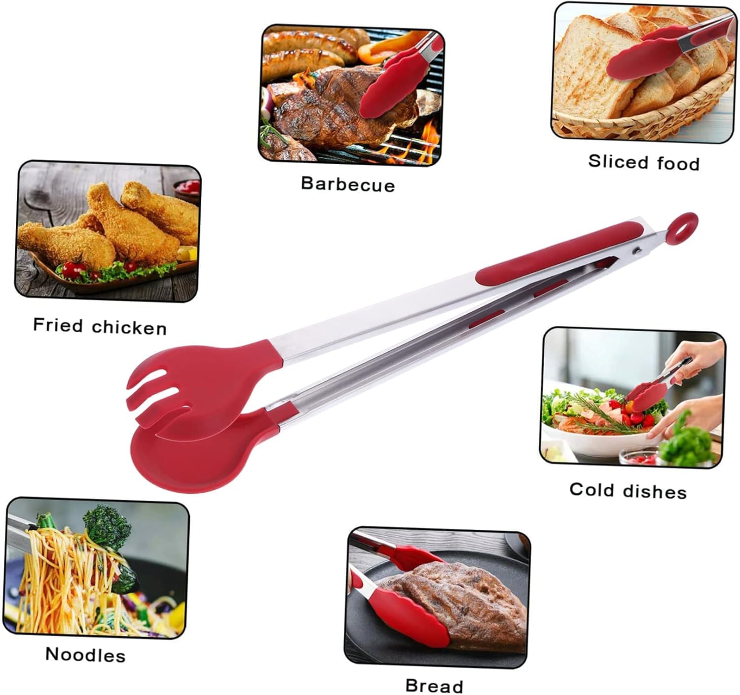 Pinze da cucina, 4 pezzi in silicone for alimenti, pinze for pane, pinze for verdure, utensili for griglia, utensili da portata, pinze for bistecca, pinze da cucina, pinze for griglia, ali di pollo, f