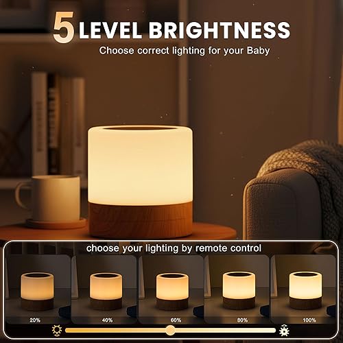 Miniatura 2 de Luz nocturna cálida recargable lámpara LED regulable para niños, lámpara de mesita de noche portátil para dormitorio, habitación de bebé, lactancia