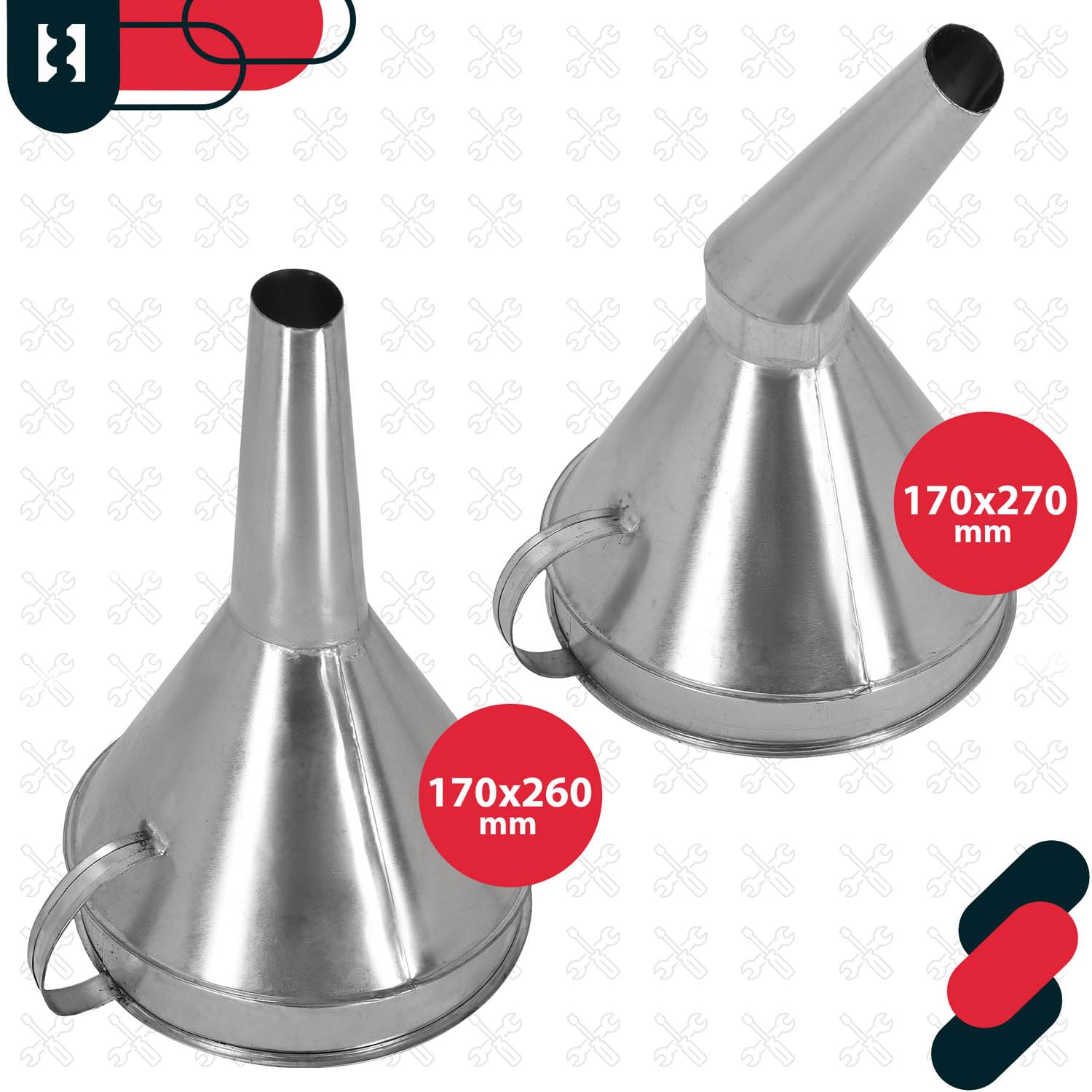 KOTARBAU® Imbuto a benzina metallico diagonale con maniglia di riempimento Imbuto Benzina grande con colino olio Auto 170 mm