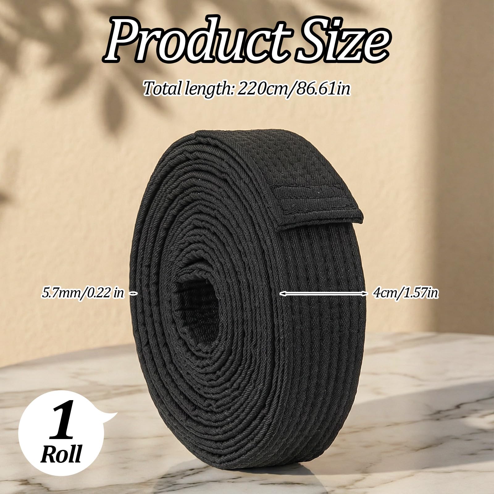 Ceinture de jiu jitsu de 280 cm de long et 4 cm de large - En coton résistant - Pour sports de combat, judo, karaté et lutte - Noir