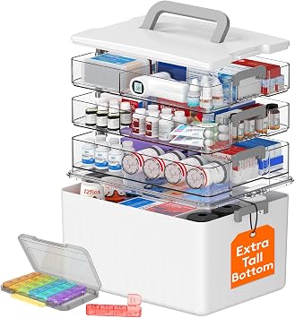 Lifewit 4-Tier Extra-Tall Medicine Cabinet Organizer with Handle& Pill Case