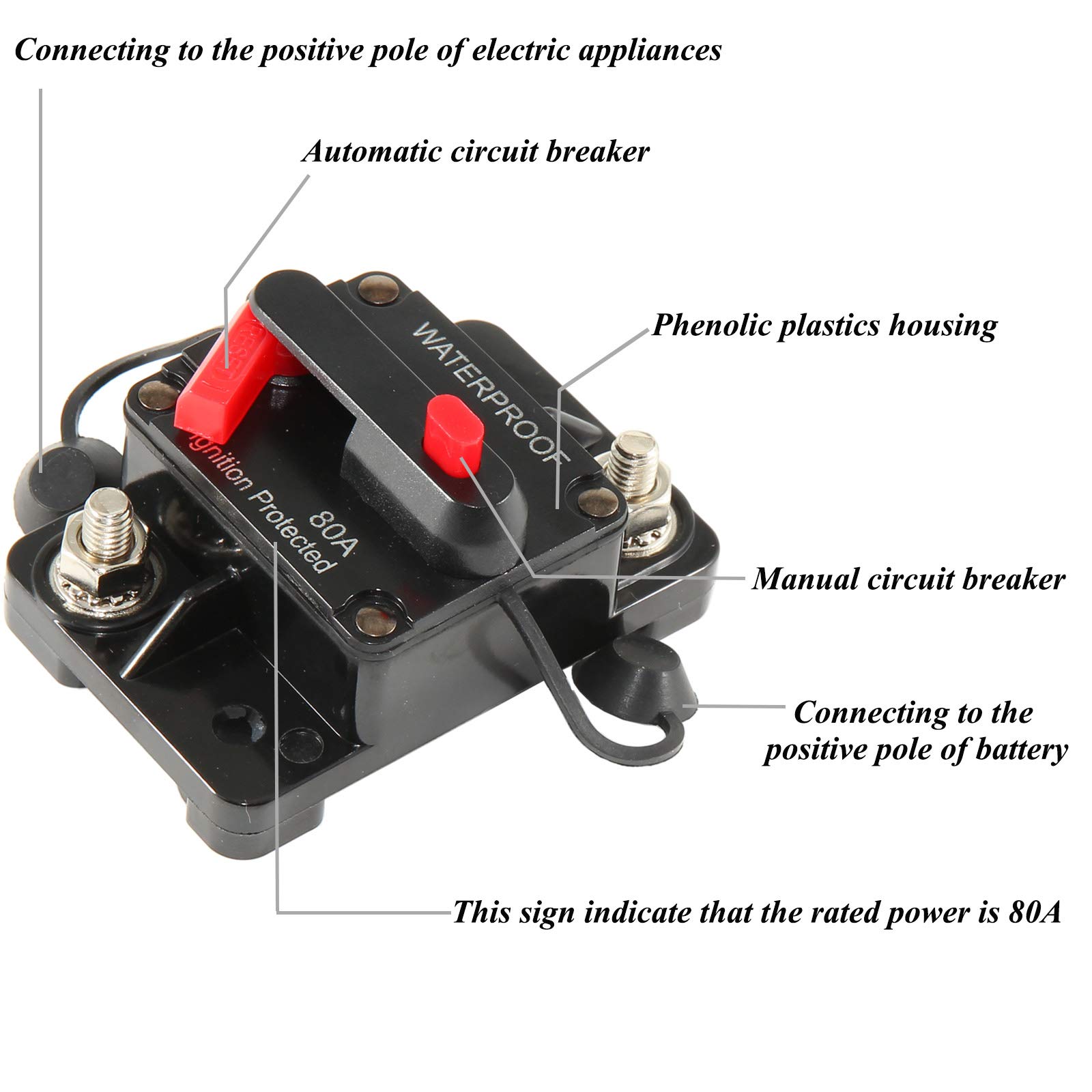 Snapklik.com : 80Amp Circuit Breaker For Boat Trolling Motor Marine ATV ...