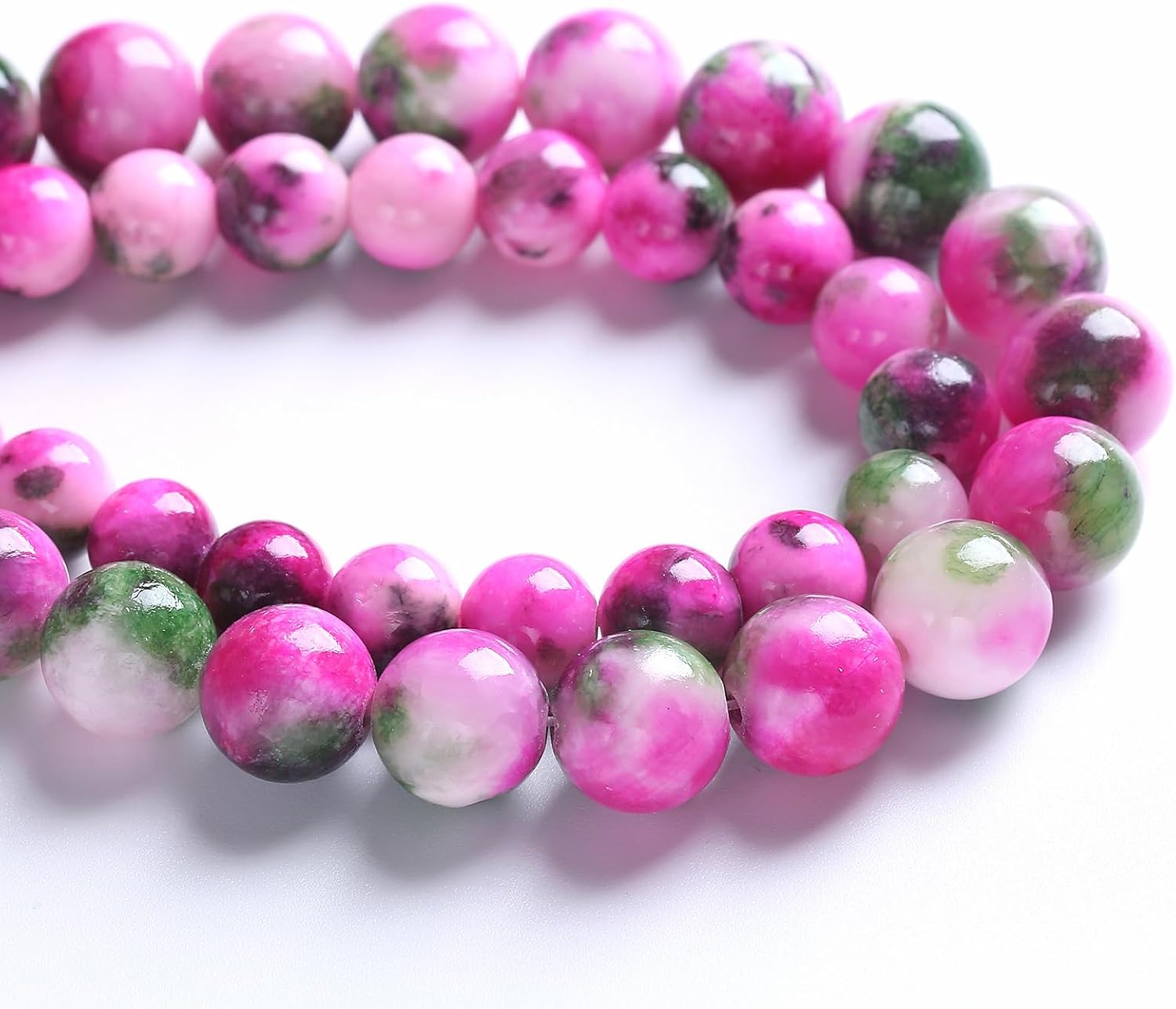 12MM 32PCS Pink Green Persian Jade Spacer Loose Beads for Jewelry Making DIY Bracelet Necklace - Image 2