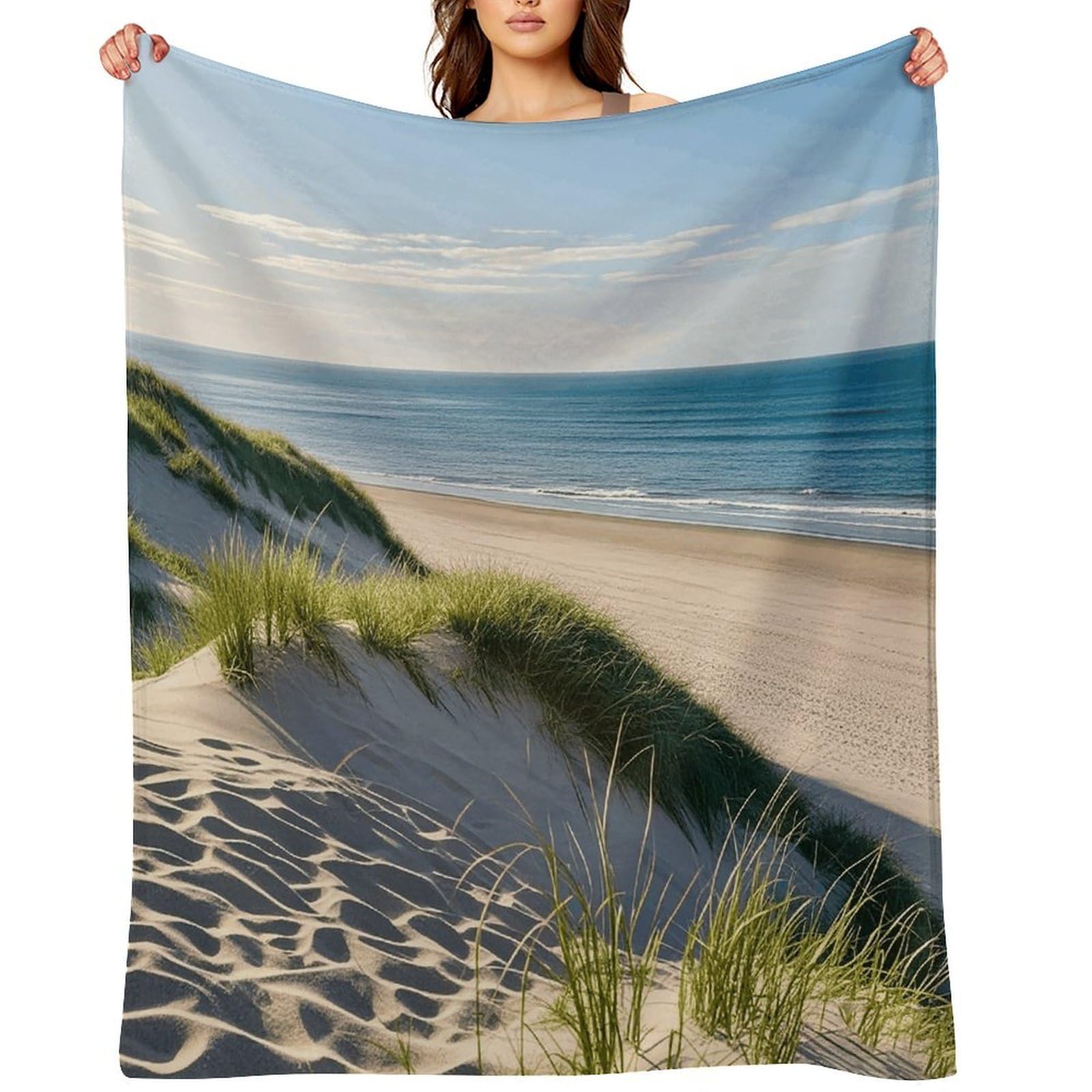 Beach Dunes Throw Blanket for Couch and Bed Super Soft Warm Lightweight Throw Blankets Cozy Fuzzy Flannel Blanket Personalized Decorative Blankets for Sofa Decor 40"x50"