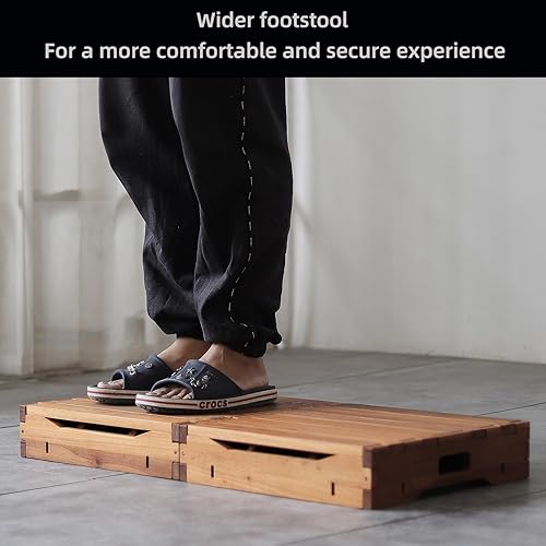 Miniatura 3 de Taburete de plataforma de madera para adultos y personas mayores. Asistencia de escalera en interiores y exteriores, resistente y resistente de