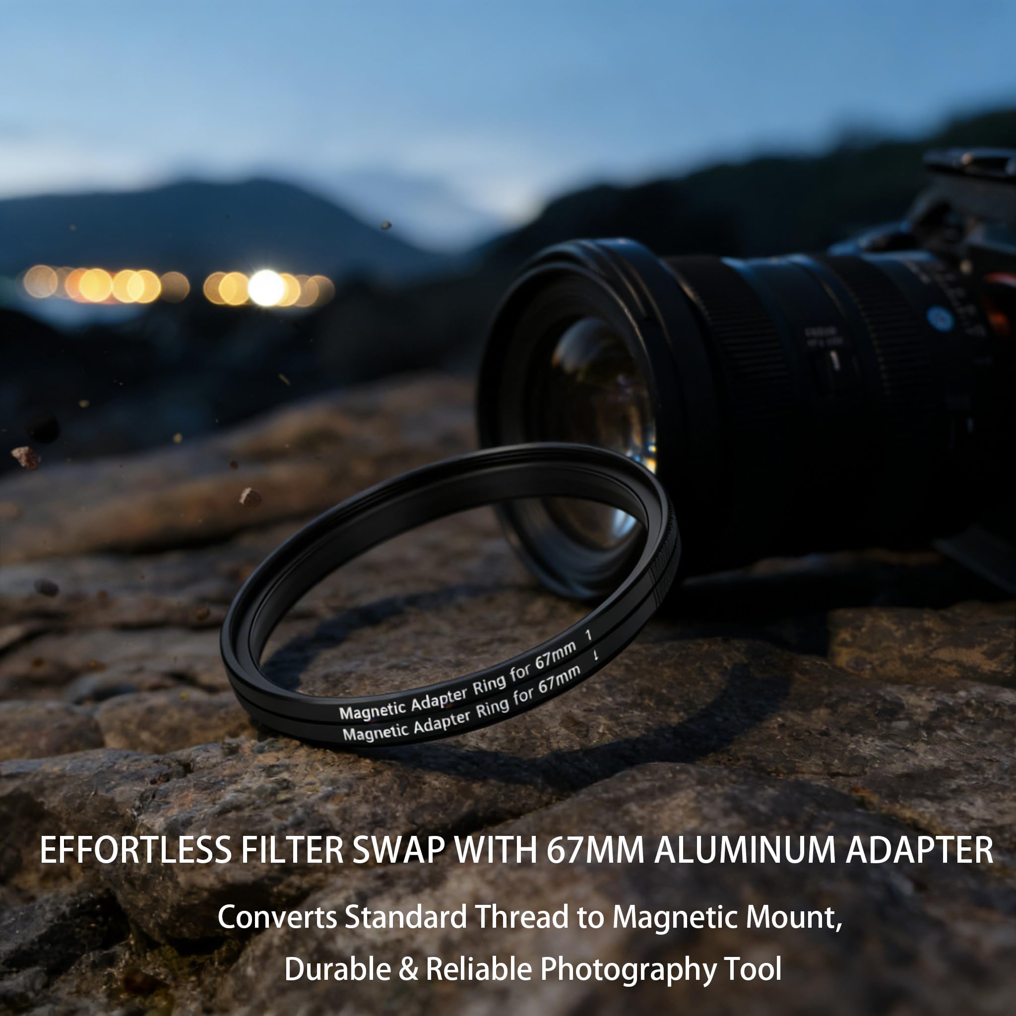 Kit de Anillo Adaptador de Filtro magnético de 67 mm Adaptador de Anillo para Filtro y Lente Aleación de Aluminio y ultradelgada para convertir Hilo en magnético