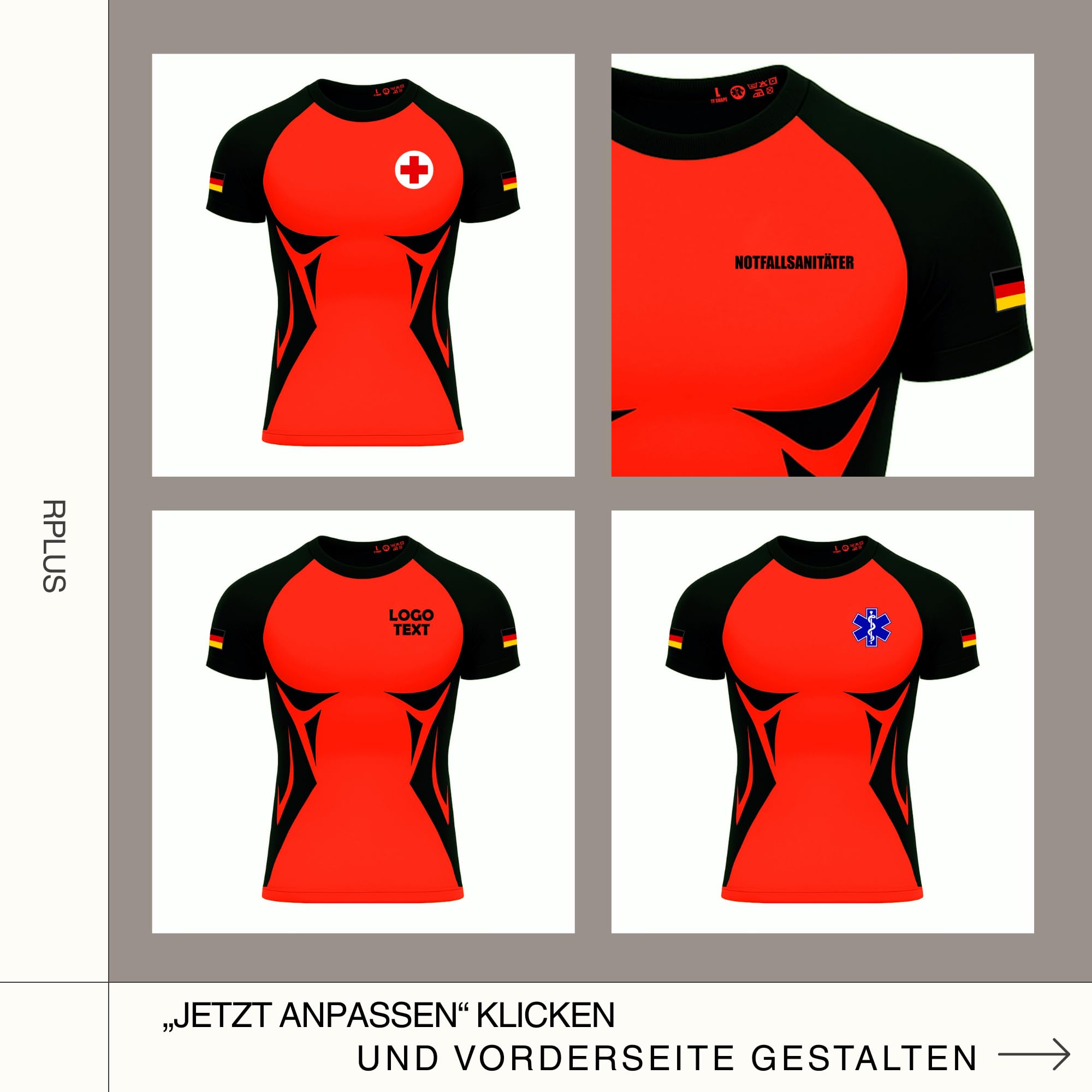 Kompressionsshirt Herren Notfallsanitäter – Kurzarm Thermoaktiv Signalrot