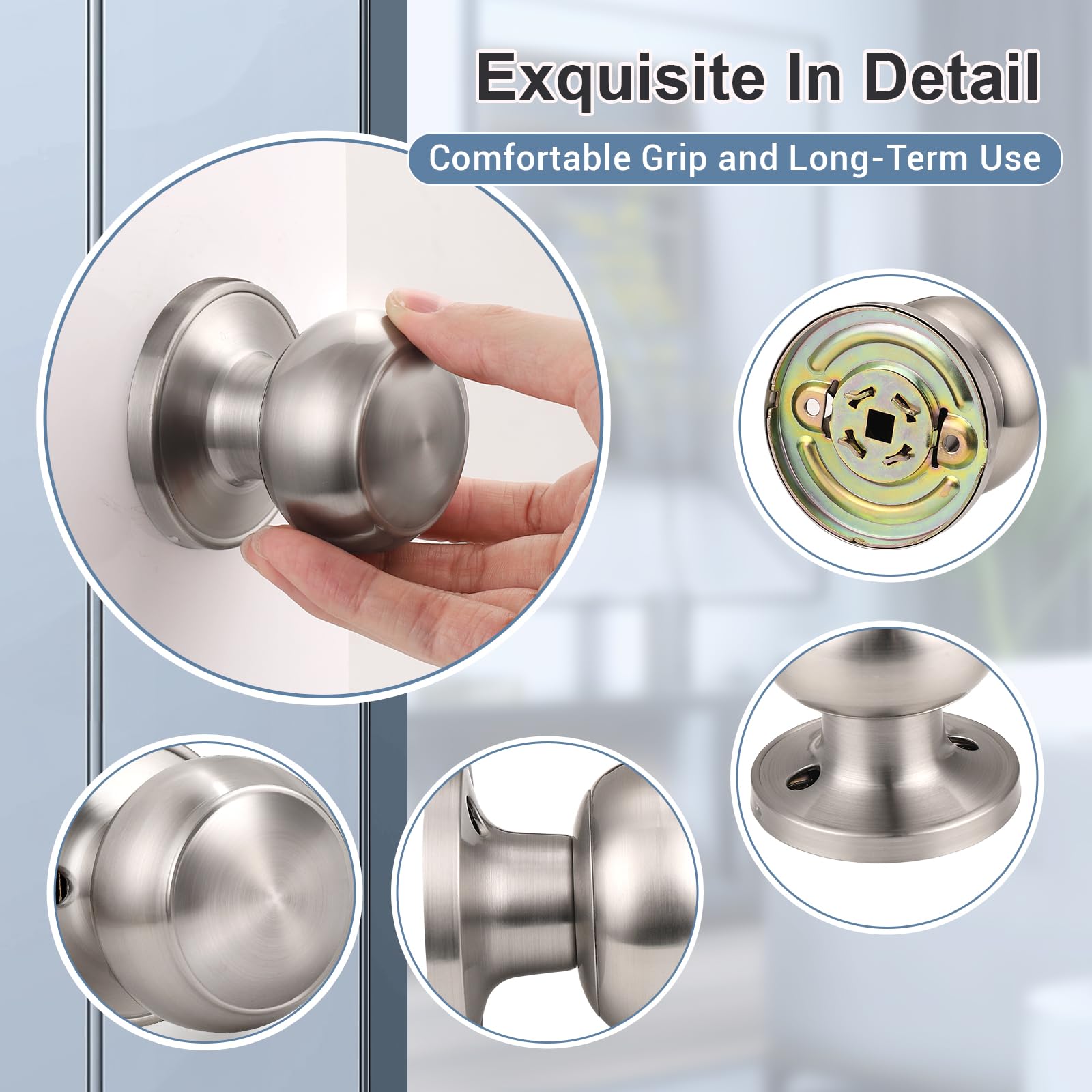 Dummy Door Knobs - Satin Nickel Pack of 4 -6