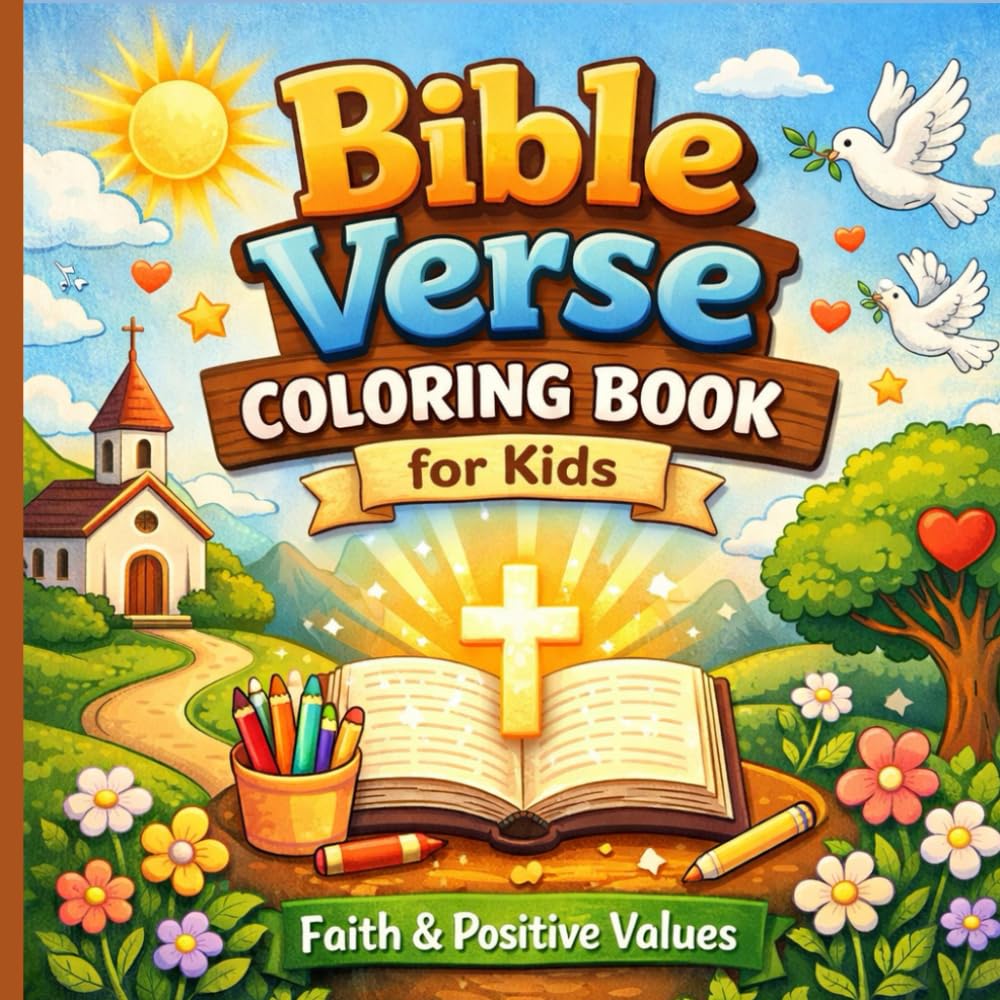 Bible Verse Coloring Book for Kids: Faith & Positive Values: 40 Inspiring Bible Verses and Fun Christian Coloring Pages That Teach Faith, Kindness, Courage, and Positive Values for Children