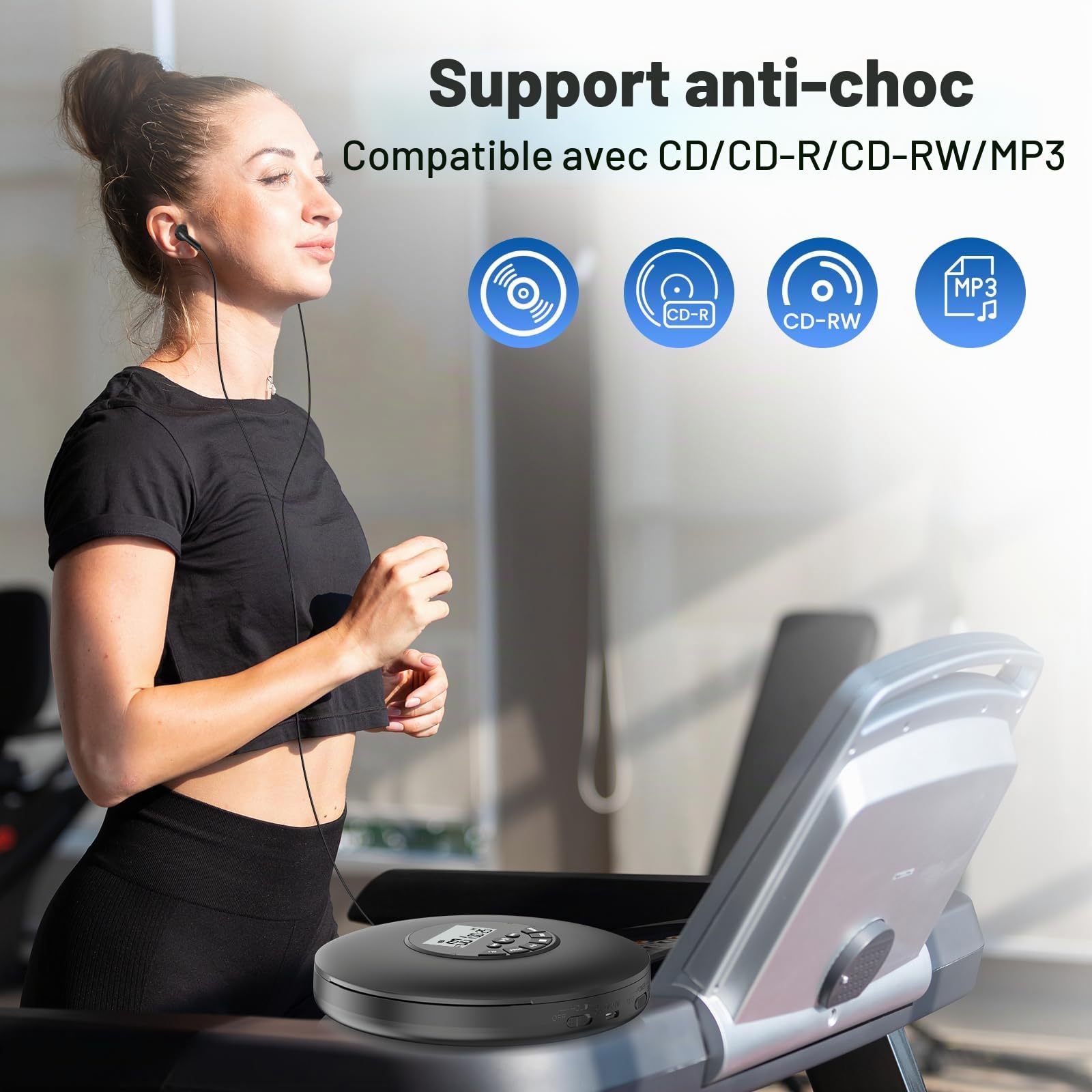 Lecteur CD Portable Arafuna avec Protection Anti-Saut, Casque Inclus