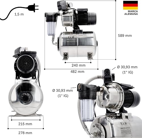 T.I.P. 31155 Domestic Waterworks, HWW Inox 1300 Plus F, Stainless Steel with Pre-filter - 3