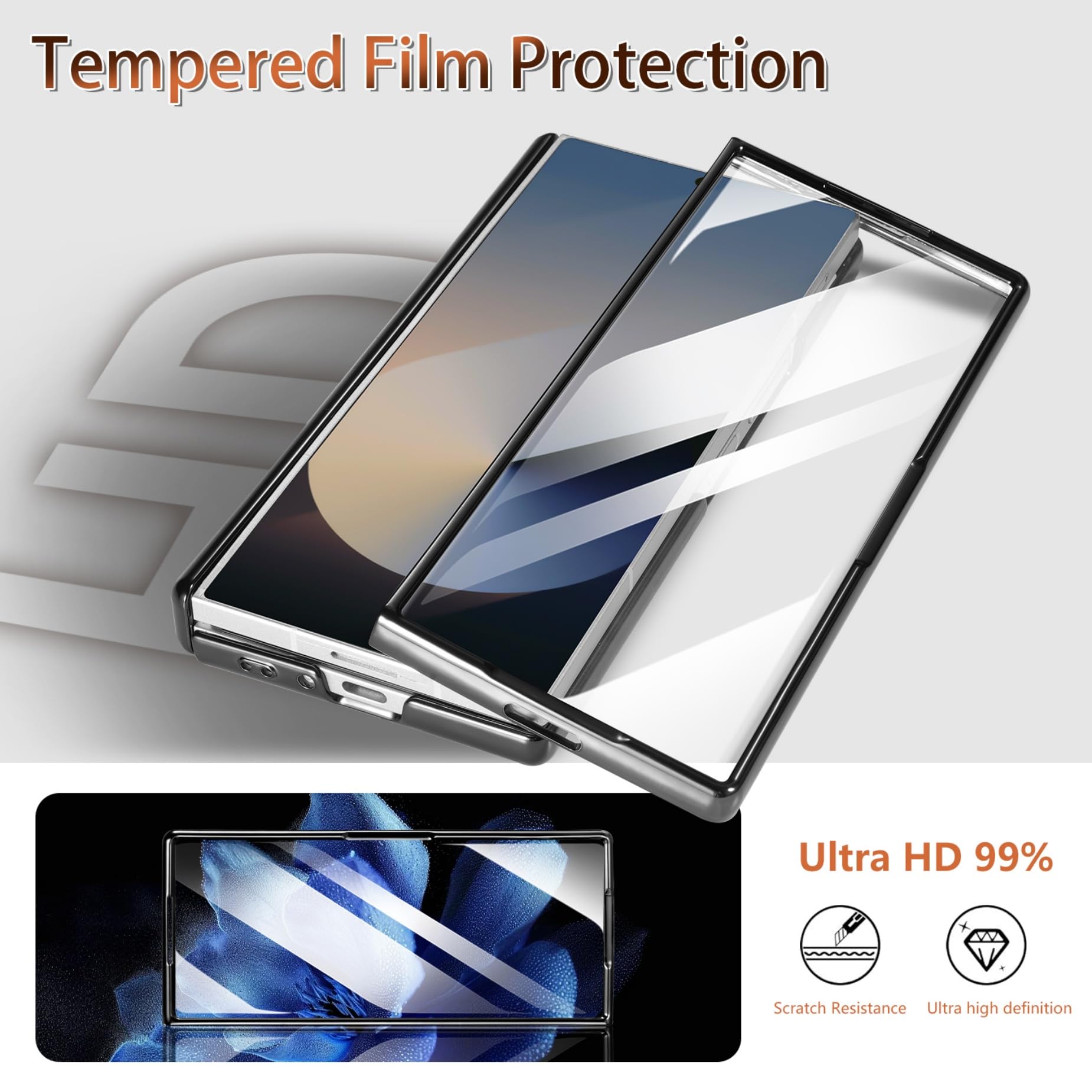 Funda para Samsung Galaxy Z Fold 6,360 Grados Antigolpes Cuero Genuino Case con Protector Vidrio Templado Integrado y magnético Soporte Monedero Carcasa para Samsung Z Fold6,Brown