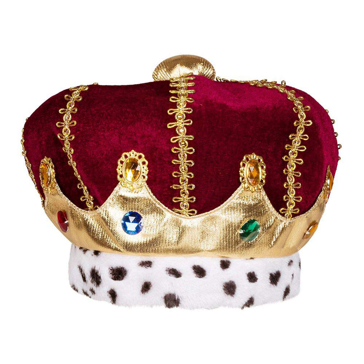 Boland36106 36106 Majesty Hat Multicoloured Crown for Adults, King, Duke, Plush Hat, Carnival, Carnival, Carnival, Fancy Dress, Theme Party, Men, One Size