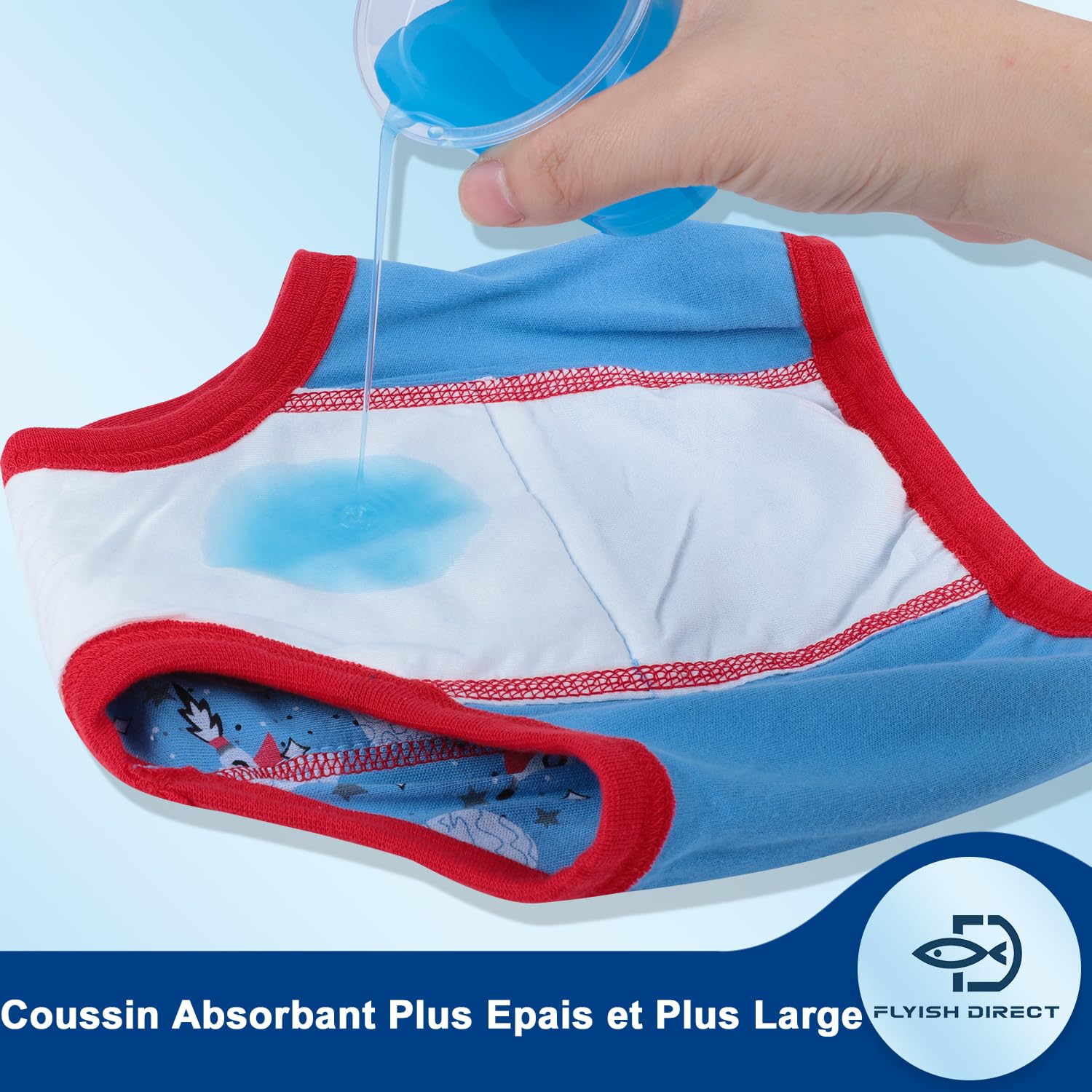 FLYISH DIRECT Culotte Apprentissage Propreté Garcon | Culotte d'apprentissage Enfant en Coton | Absorbant et Lavable 10 paquets, Bleu, 2 ans - 4