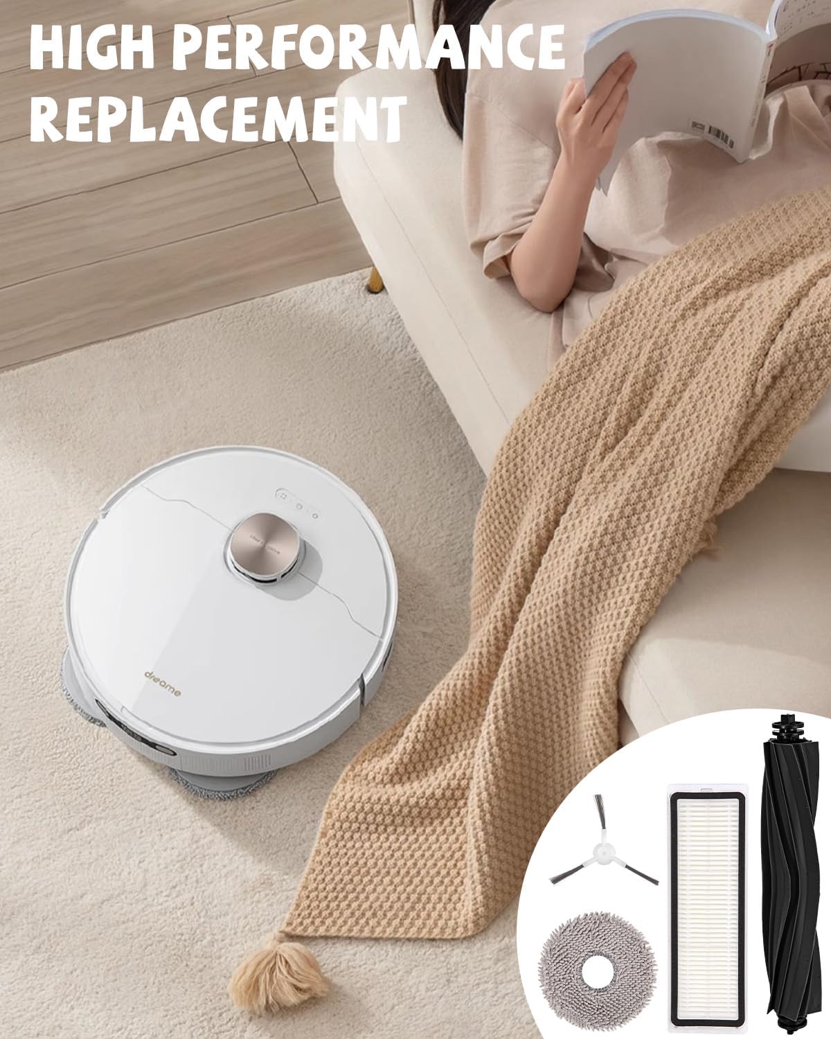 Zestaw akcesoriów do Dreame L10s Ultra / L10 Ultra odkurzającego, 1 szczotka główna, 7 szczotek bocznych, 4 filtry, 6 nakładek na mopa, 4 worki na kurz, 1*szczotka do czyszczenia