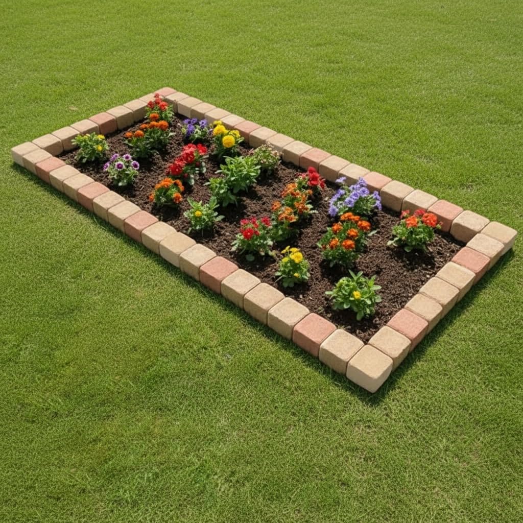 Amazon.co.jp: 花壇 レンガ 置くだけ ミックスカラー 1830×870mm