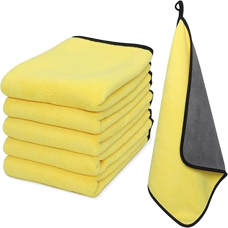 Amazon Co Jp 洗車タオル 洗車クロス 5枚セット 40x40cm 吸水 速乾 車用タオル 洗車用品 家事用 掃除 拭き取り 柔らかい 傷防止 厚い繊維 マイクロファイバークロス クリーニングクロス 両面タイプ 車 バイク
