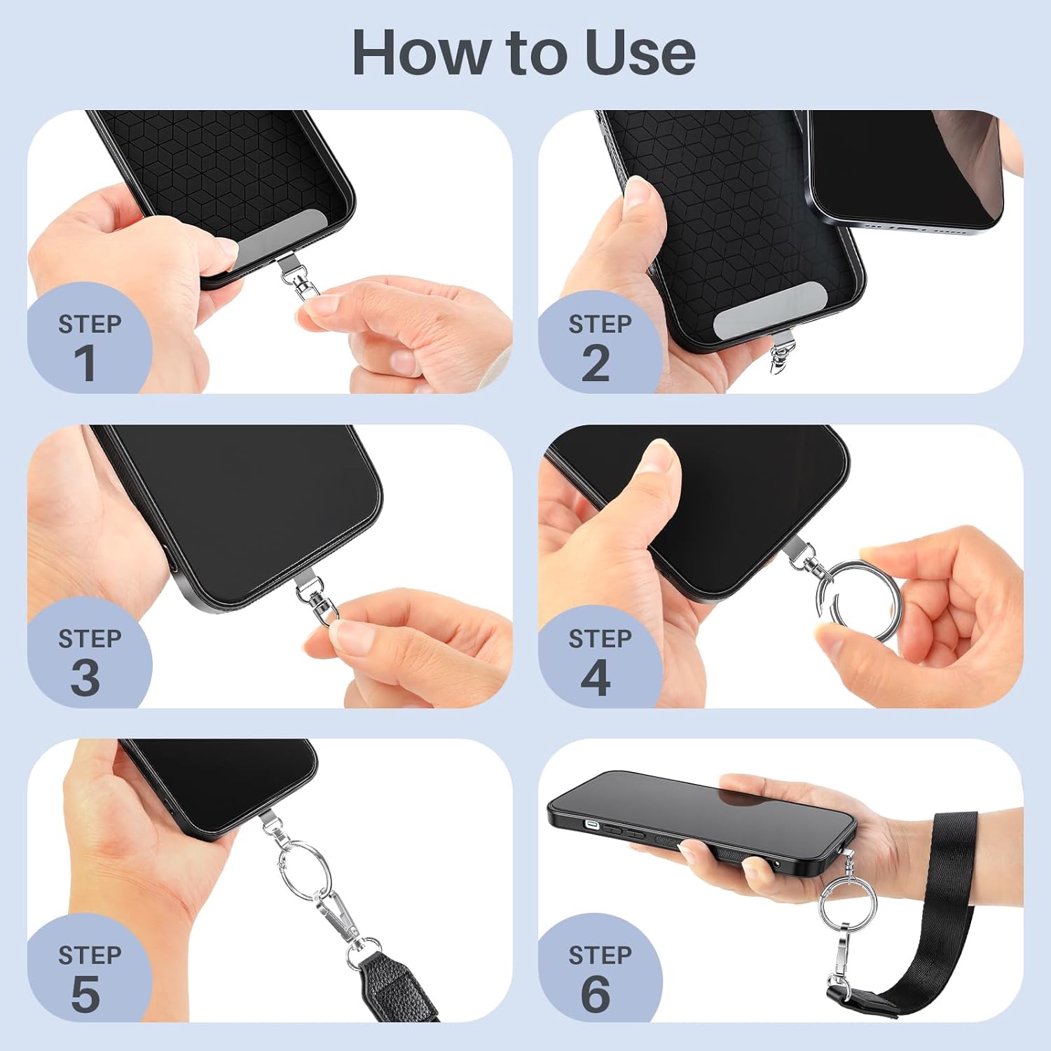 Clip and Go Strap for Phone with Wallet Crossbody, Detachable Zippered RFID Wristlet Wallet, Adjustable Phone Lanyard & Ultra-Thin 360° Rotatable Metal Tabs for All Smartphones - Image 7