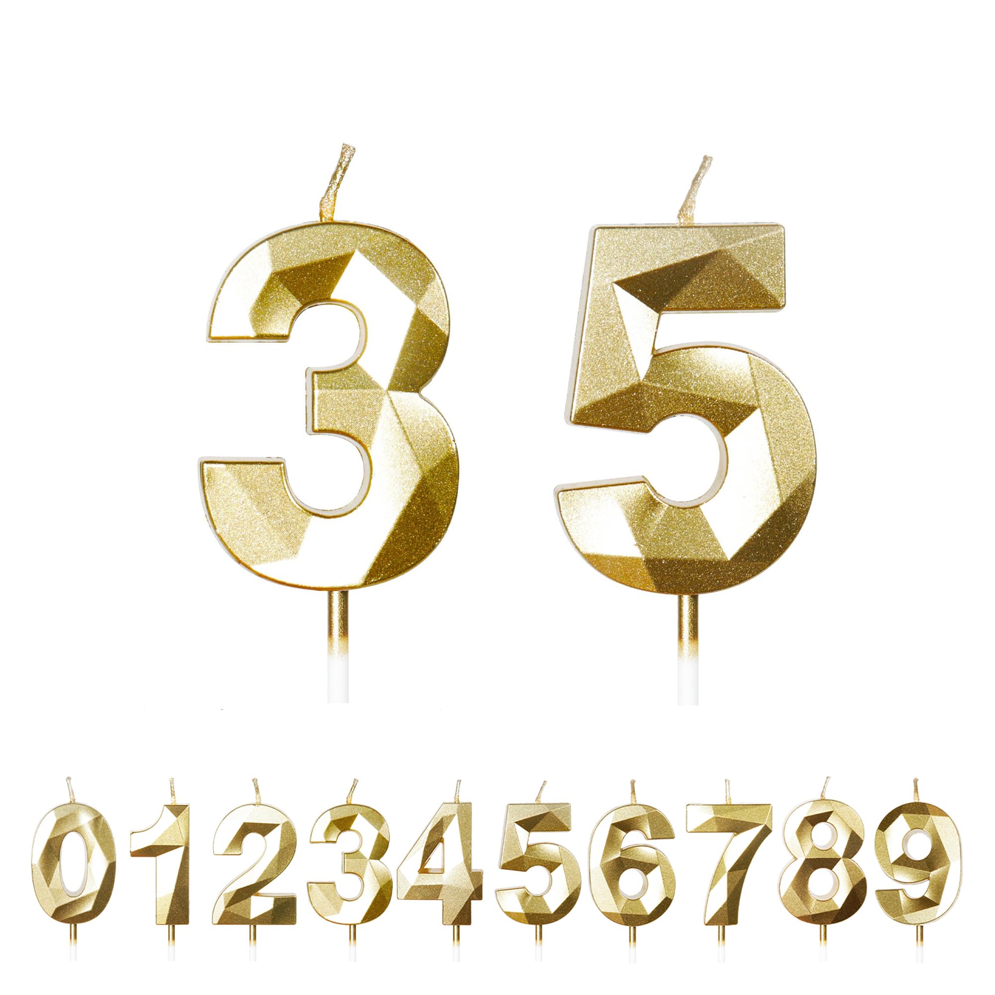 Fuzvol Gold Birthday Cake Candles, Number 35 Candle,Cake Topper Decorations
