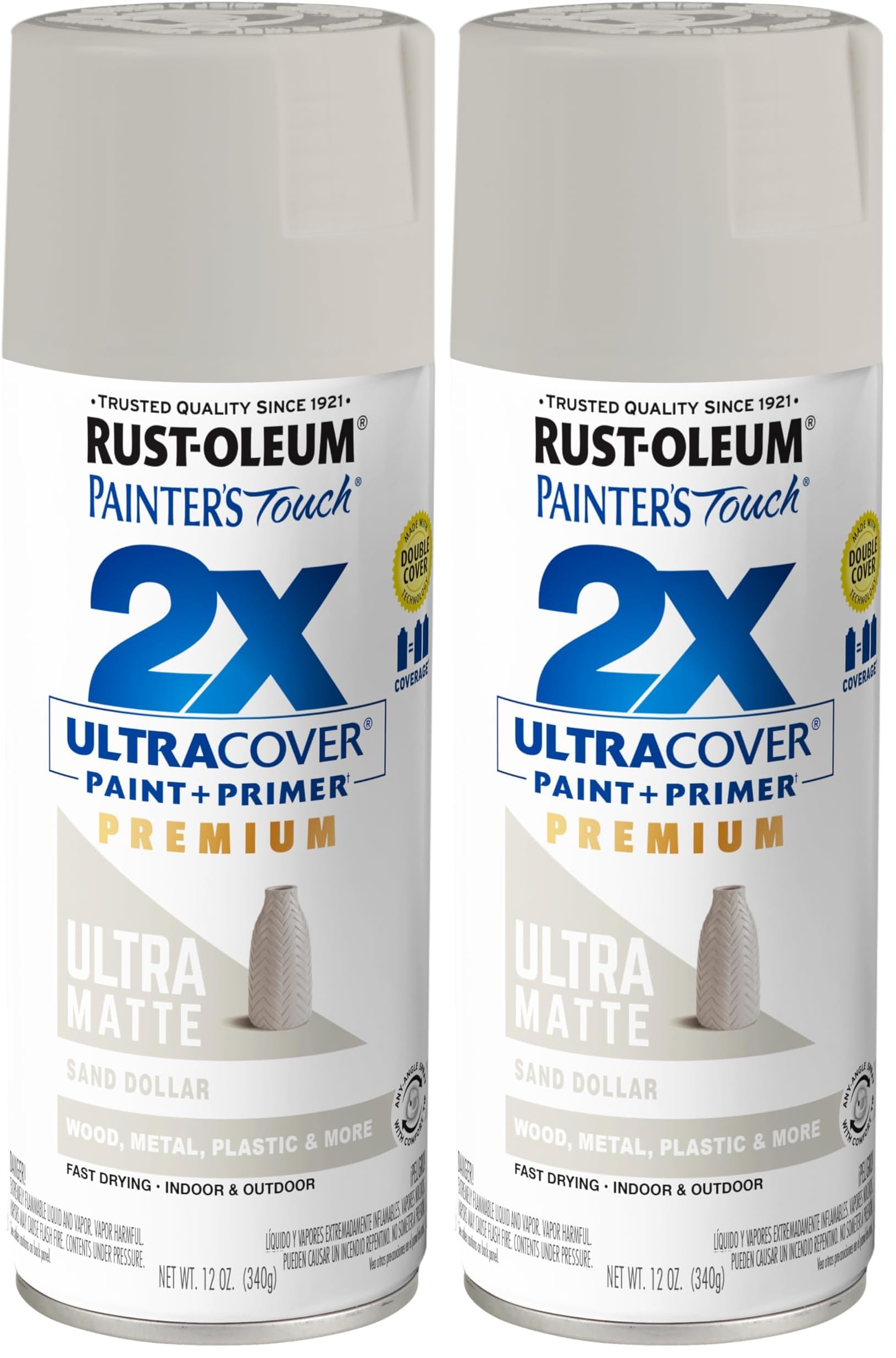 Rust-Oleum 372274- Painter's Touch 2X Ultra Cover Spray Paint, 12 oz, Sand Dollar (Pack of 2)