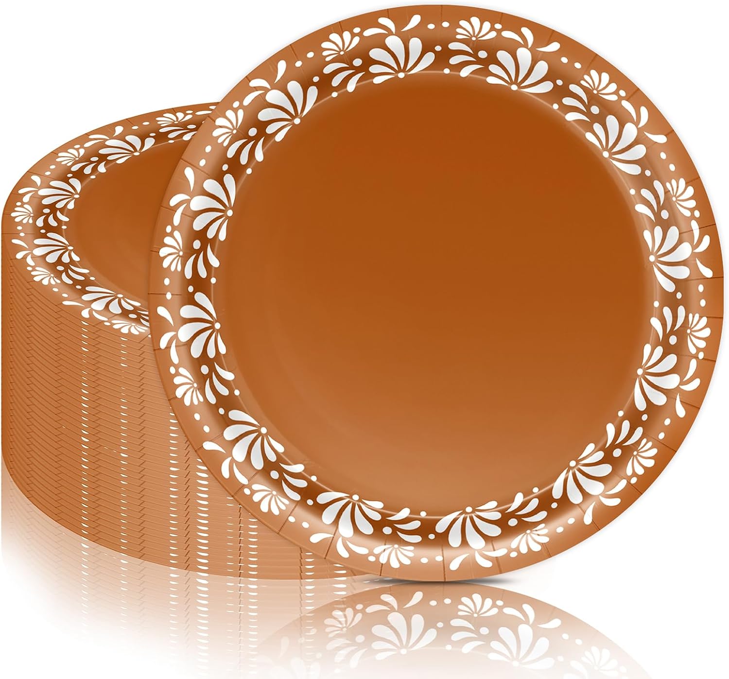 100Pcs Cielito Lindo Plates, 9 Inch Mexican Paper Plates for Cielito Lindo Party Supplies Cinco De Mayo Wedding Birthday Party Decorations (Brown)