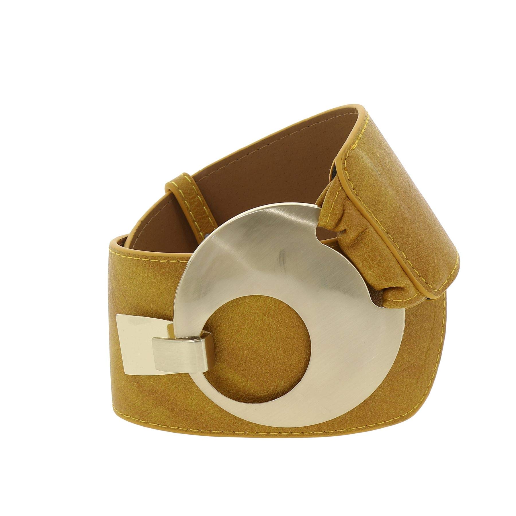 Gold Woman Adjustable Polyurethane Wide Waist Belt, VANESSA - Light