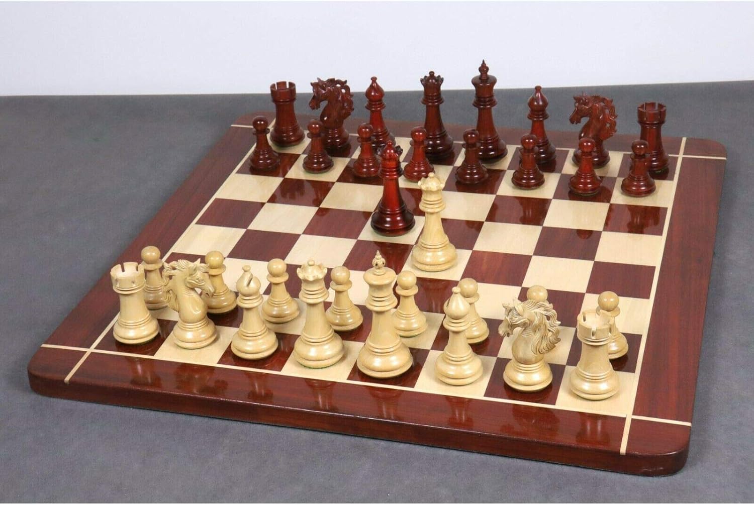 Royal Chess Mall - 4.6" Spartacus Luxury Staunton Chess Pieces Only Set- Bud Rosewood Triple Weight