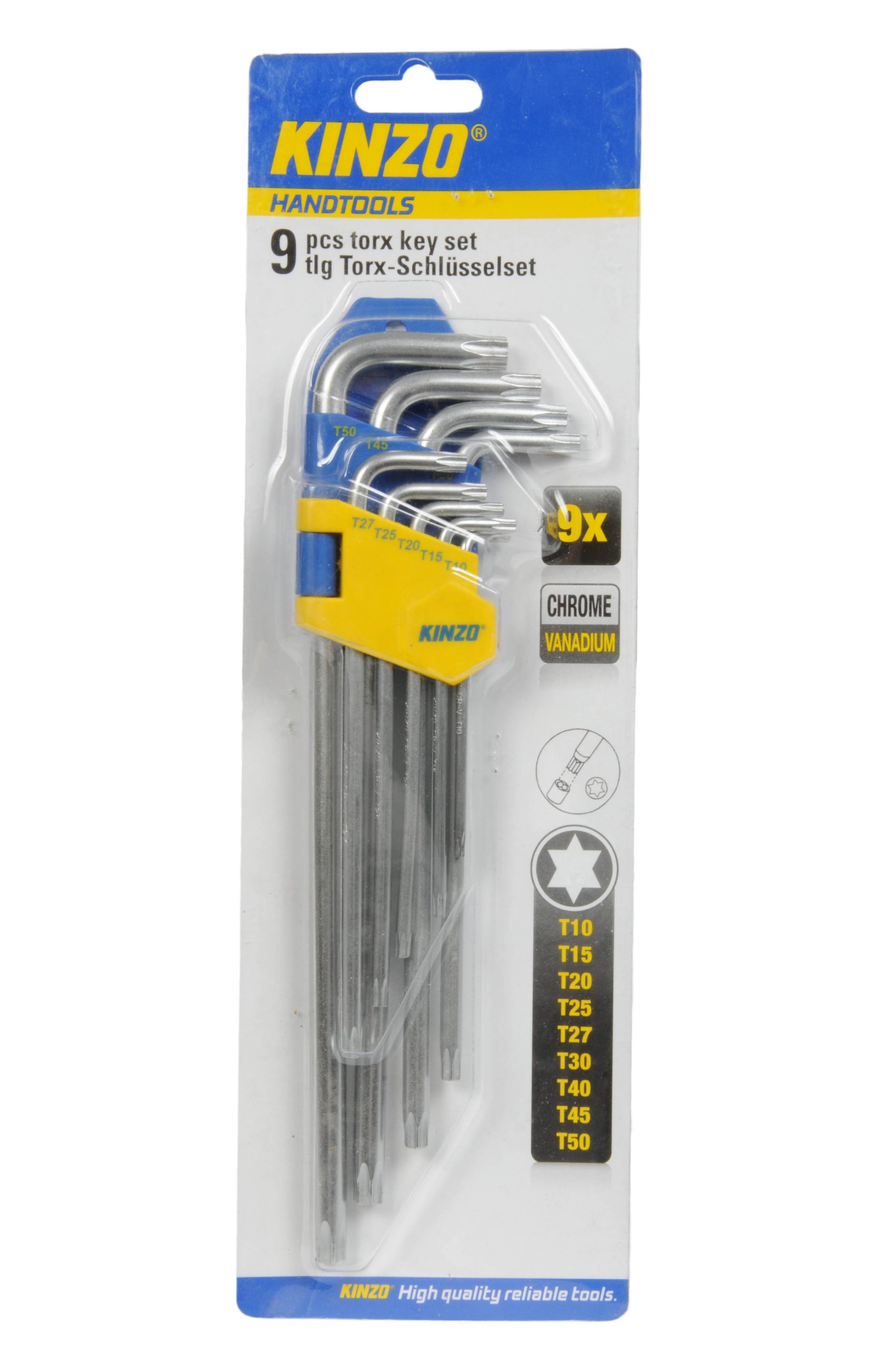 Kinzo 71908 Torx Key Set 9-Piece T10 to T50, Gray
