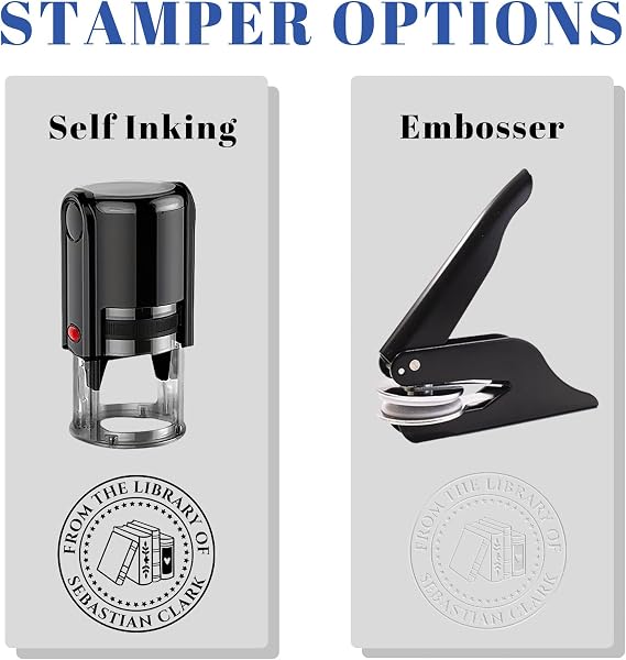 Book Embosser Personalised | Personalised Book Embosser Custom Your Name & Design for Readers, Collectors, Libraries and Wedding Invitation | from The Library of