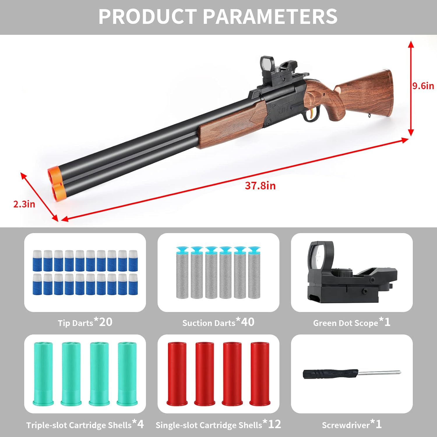 Toy Gun Rifle Long Double Barrel Shotgun Toys(37-inch), Foam Blasters Toy Gun Shell Ejection Toy with Scope, Toy Guns for Ages 6 7 8-14+ Boys - Image 4