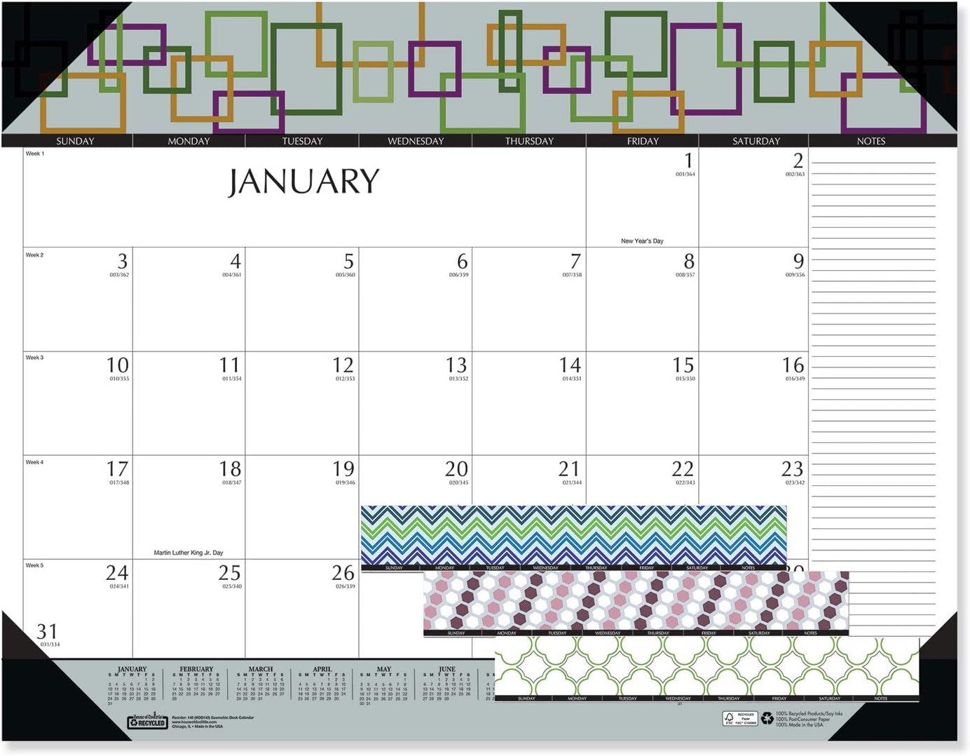 House of Doolittle 2021 Geometric Monthly Desk Pad Calendar, 22 x 17 Inches, January - December (HOD149-21)