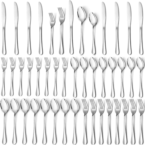 Miniatura 8 de Juego de cubiertos de 30 piezas de acero inoxidable para 6, incluye tenedores, cucharas, cuchillos, pulido con espejo, apto para lavavajillas