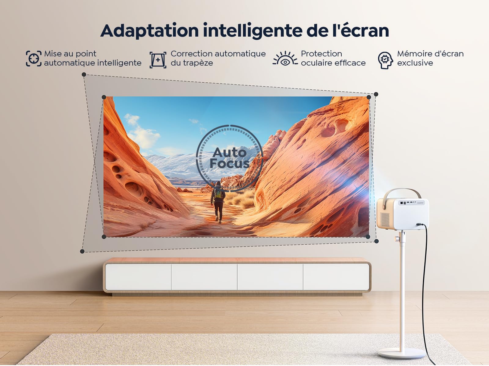 【Certyfikowany Netflix/Dolby 20W】 Projektor wideo 4K WiFi 6 Bluetooth, projektor wideo YABER Auto Focus/Keystone, przenośny projektor Natywny FHD 1080P, głośniki 2 x 10 W, system Linux