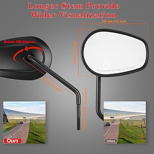 Miniatura 2 de LDJXDADI Espejos Sportster negros para Road King Street Electra Glide Dyna Softail Road Glide Retrovisor de motocicleta 1982-2019 2020 2021 2022 2023