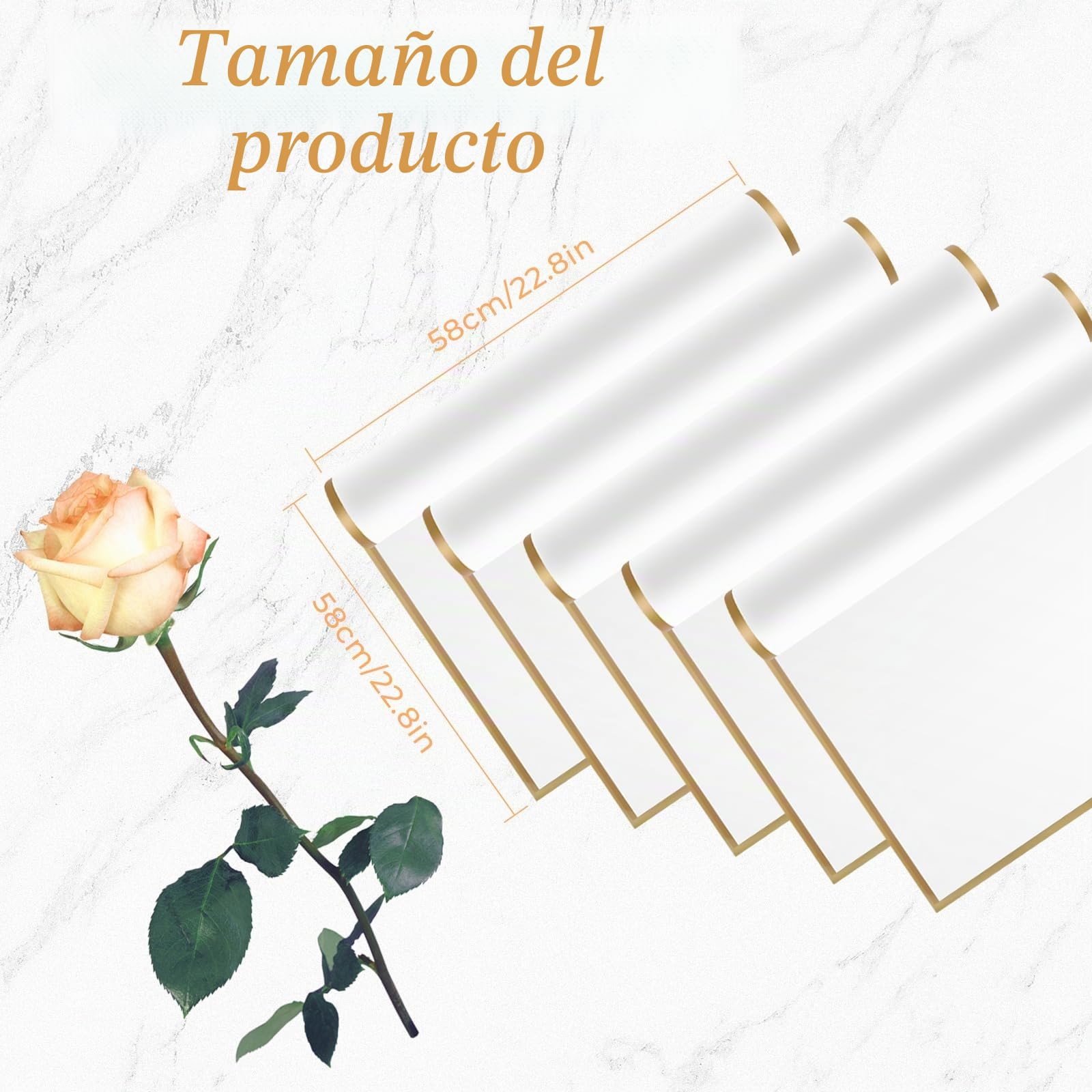 Staranry 20 Papel Coreano para Flores, Papel Regalo Cumpleaños Impermeable, Papel de Regalo, Papel Embalaje para Envolver Regalos, Flores, Artes y Manualidades (Blanco, 58 x 58 cm)