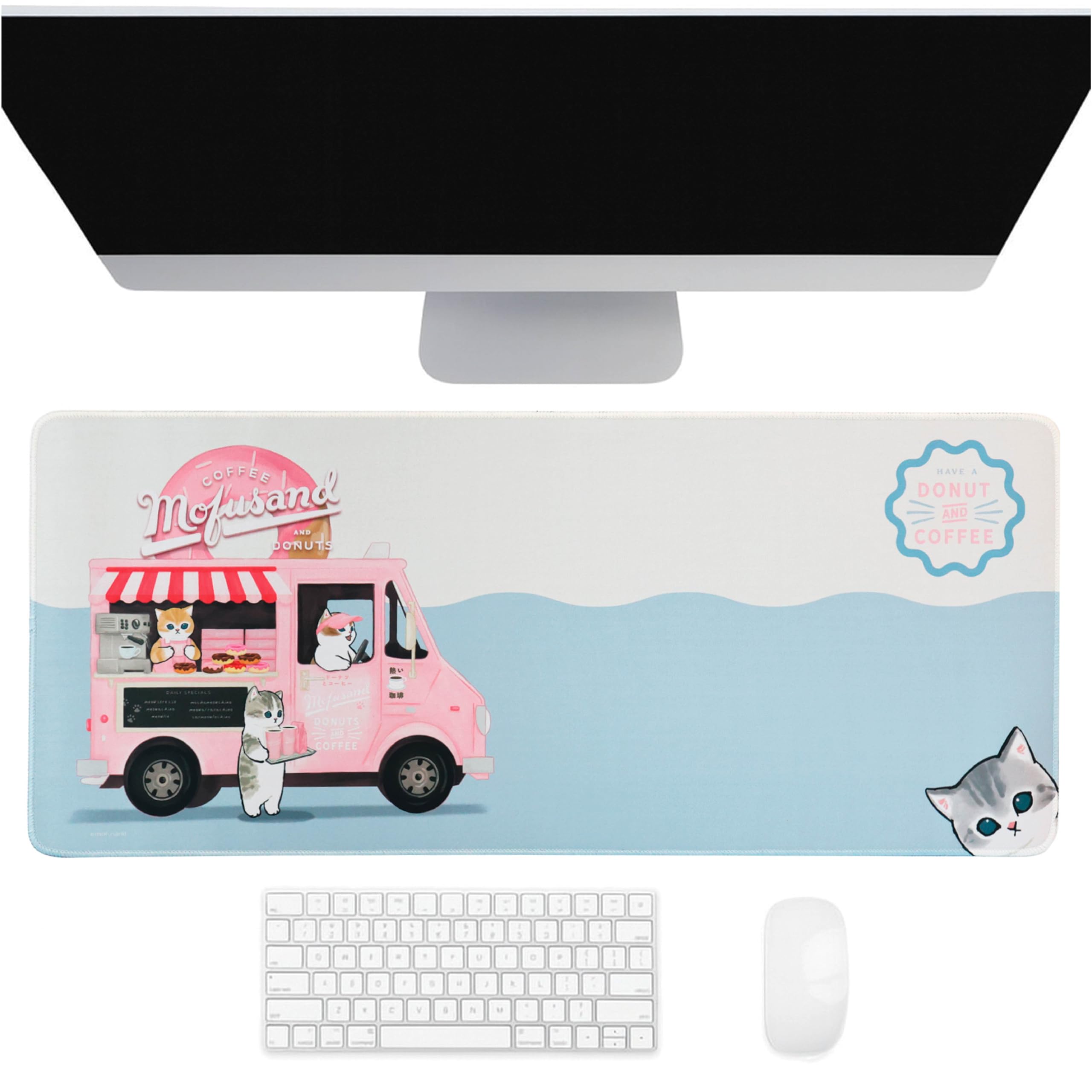 Mofusand Jumbo Desk Mat, Gaming and Office Mouse Mat, Non-Slip Base, Smooth Surface for Computer, Laptop and Keyboard