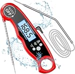 Thermomètre de viande lecture instantanée, TEUMI Thermomètre alimentaire numérique avec double prode [1 Produit filaire] & Alarme, Thermomètre de cuisine pour four BBQ Fumeurs de gril, Thermomètres à vin