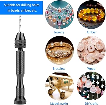 36Pcs Pin Vise Hand Drill Set, Mini Micro Drill Bits for Crafts | Small Finger Thumb Vice, PCB And Twist Bits, Jewelry Drilling Tool For Resin, Polymer Clay, DIY Craft Kits