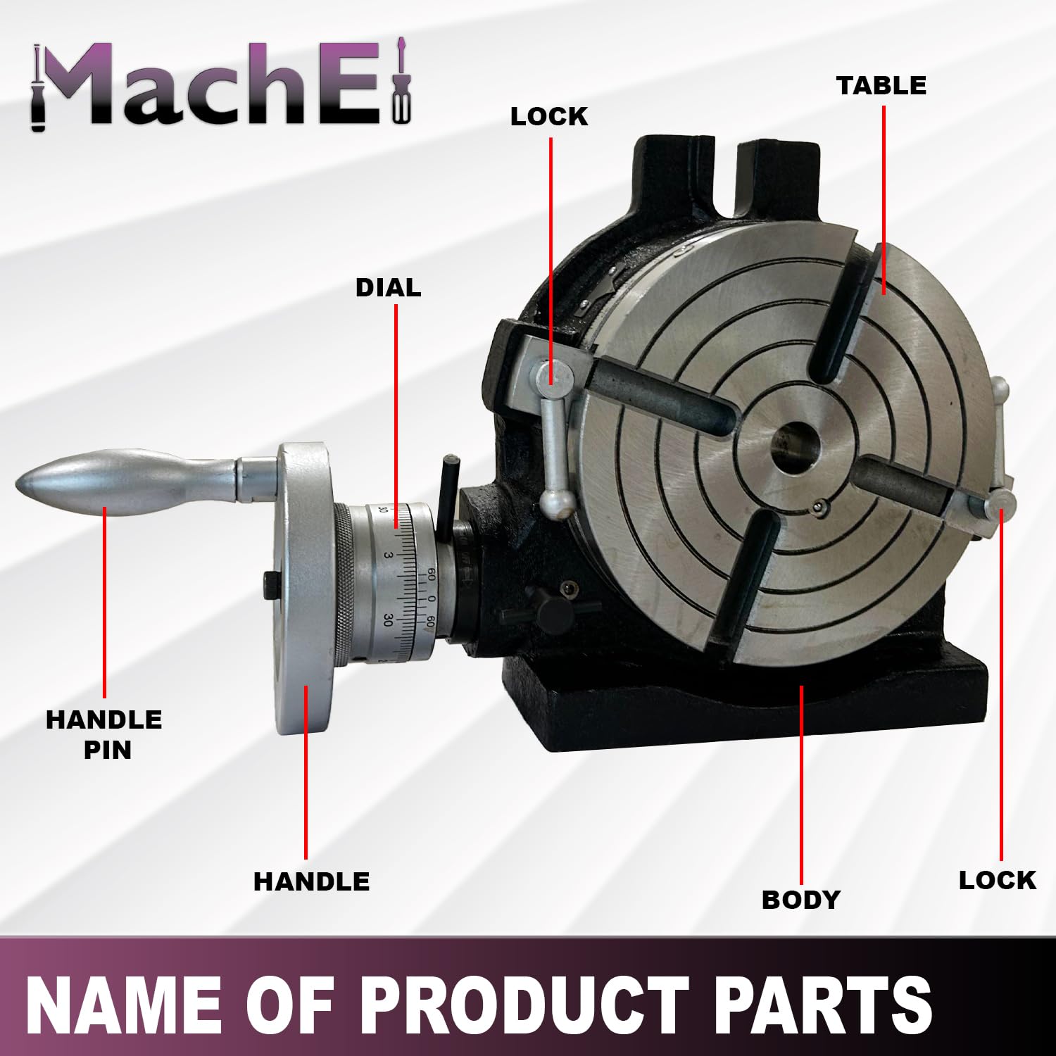 MachEl Mesa giratoria horizontal vertical HV6-4 ranuras de 150 mm para fresadora