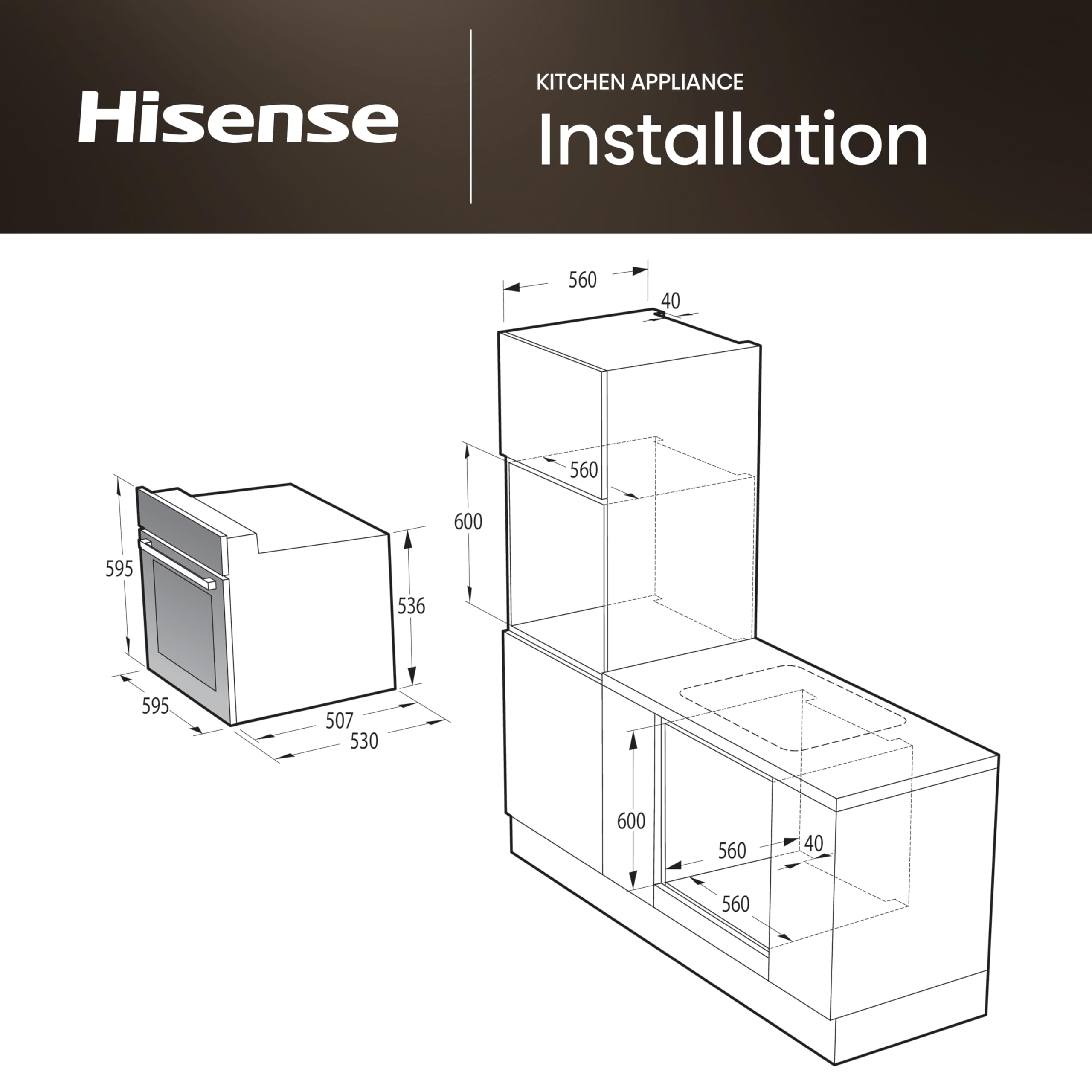 Hisense BI62220ABGUK - Built-in 61L Electric Single Oven with LED Display, Programmable Timer- Black - 530x595x595 mm (DxWxH) - A Rated, Extra Large — view 10