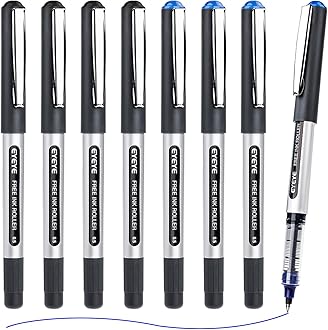 EYEYE Rollerball Pens 0.5mm, 4 Black 4 Blue Extra Fine Point Pen Quick Dry, Liquid Ink Pens Fine Point Smooth Writing Pen for Journaling, Note Taking, Office, School Supplies