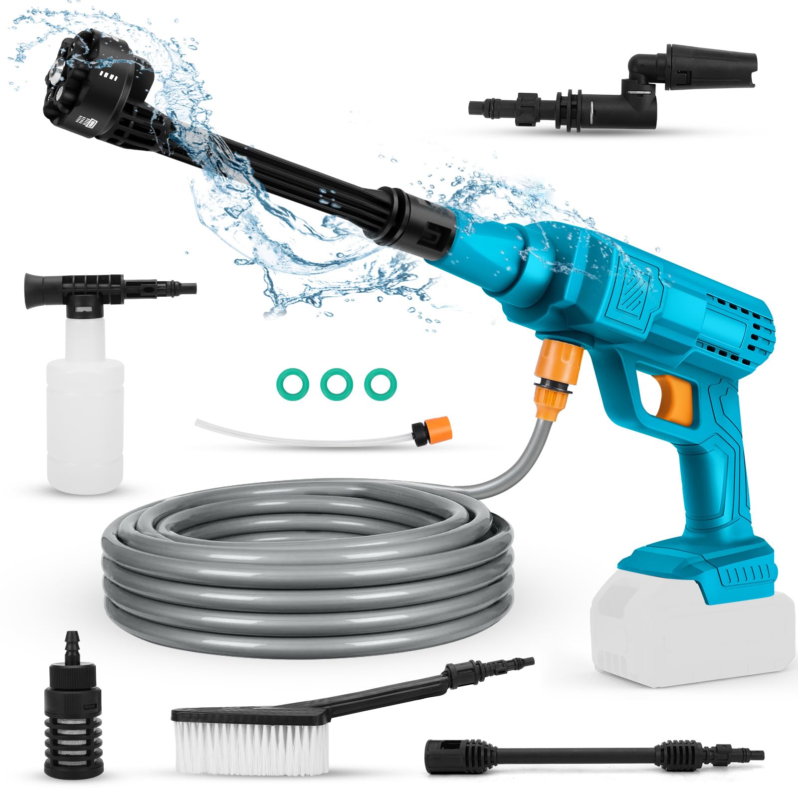 Nettoyeur Haute Pression sur Batterie Compatible avec Makita 18 V, Laveuse électrique sans Fil Machine à Laver Haute, Pistolet de Nettoyage Portable avec Tuyau