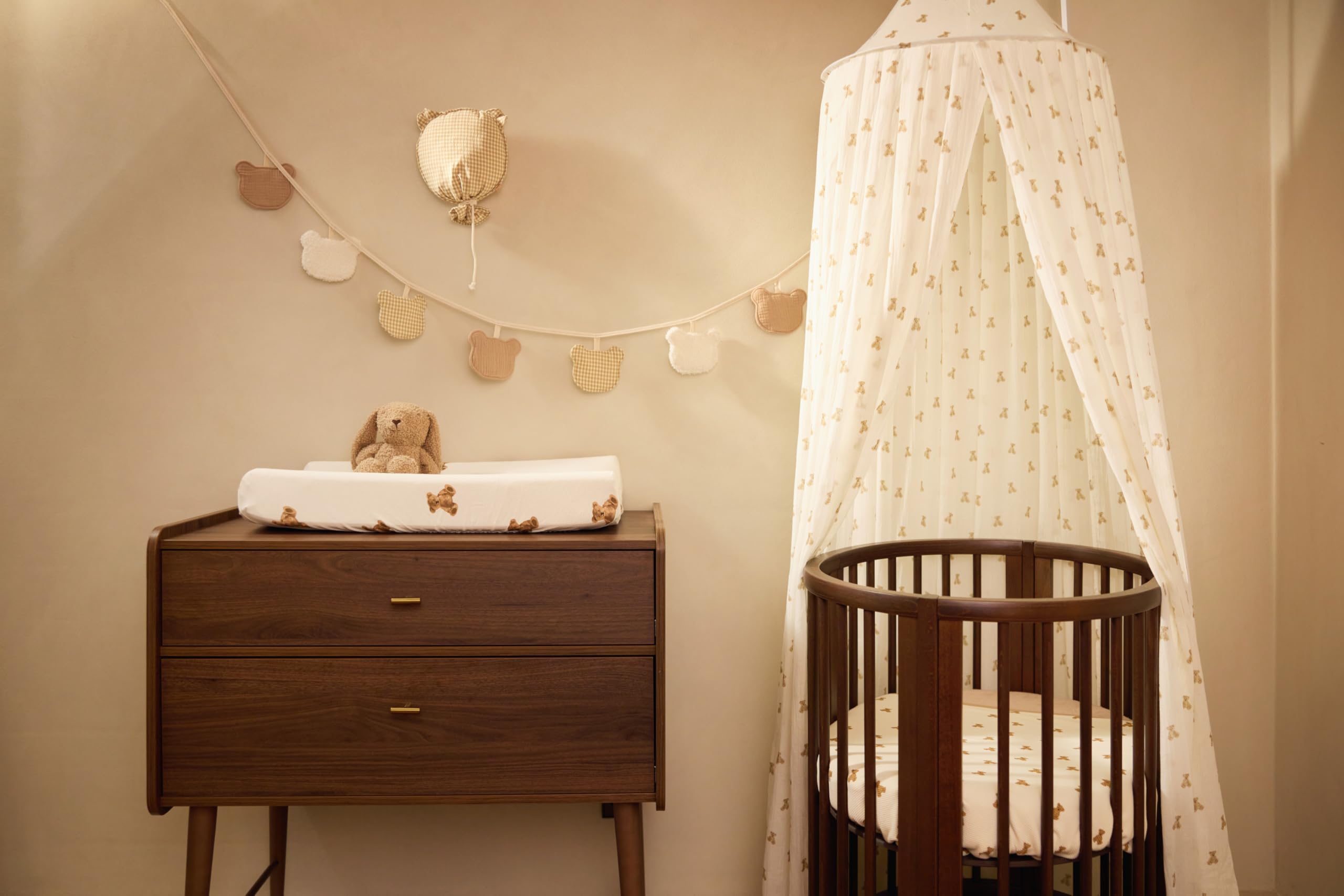 Jollein Ciel de lit Mini Teddy Bear - Hauteur 245 cm - Ciel de lit pour Chambre bébé - certifié Oeko-TEX - avec Motif Mini Teddy Bear